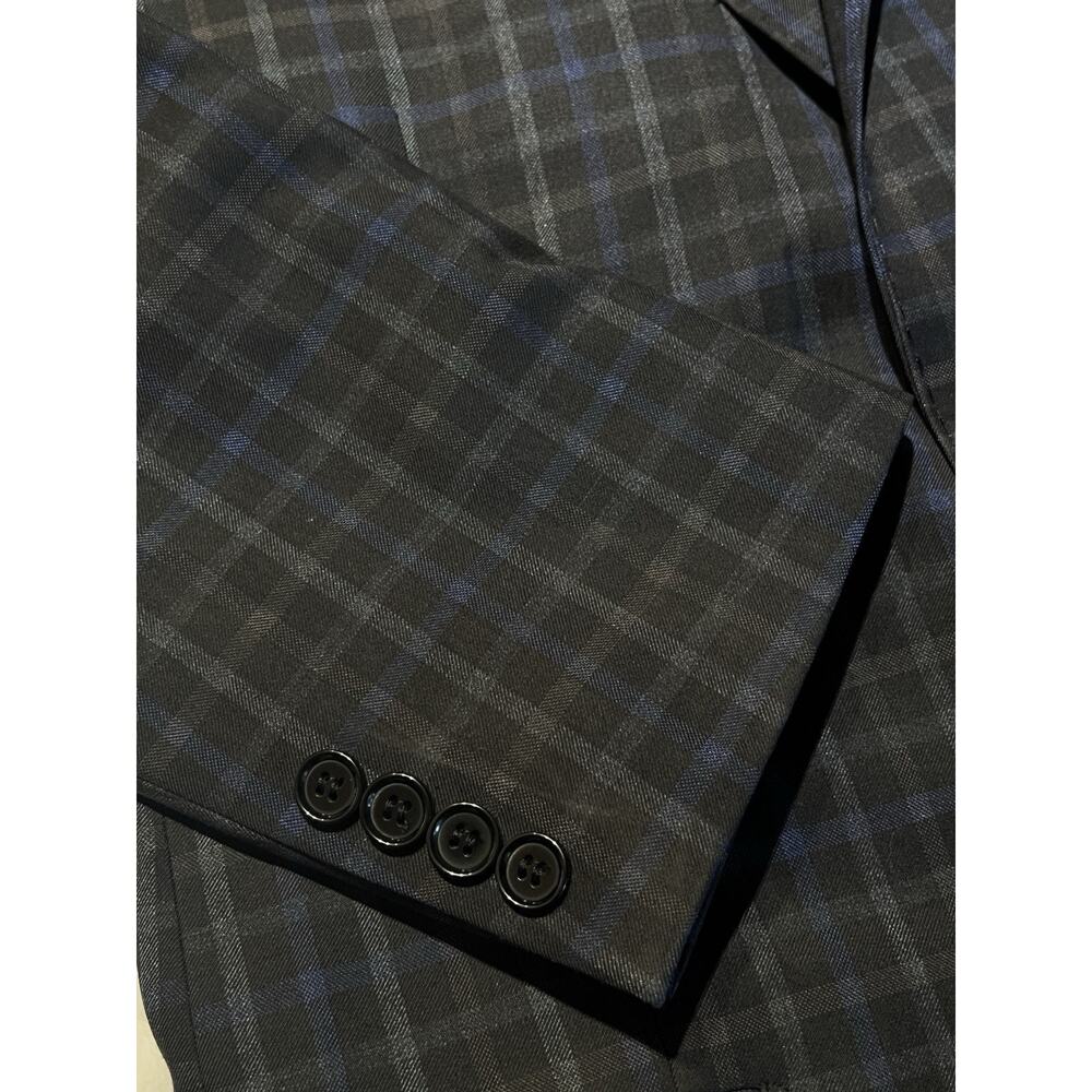 Antonio Cardinni 40L Blazer Wool Silk Blend Gray Blue Plaid - Picture 8 of 14